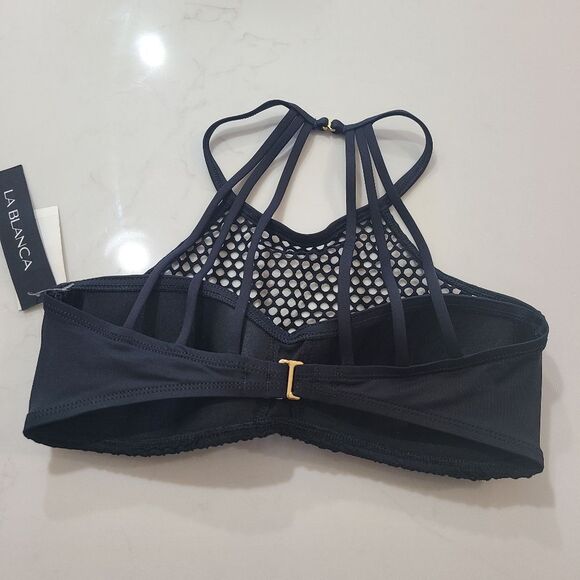 La Blanca All Meshed Up Strappy Mesh High Neck Swimsuit Bikini Top - Picture 5 of 5